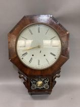 A Victorian mahogany drop dial wall clock, 54cm high
