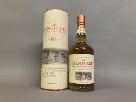 THE GLENTURRET 10 year old 1 Bottle 70cl 40% (Est 1990's) Tube Gift Pack Scotland's oldest