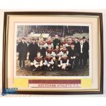 Large mounted and framed printed colour picture of Aberdare Football Club 1922/23 season Ynys Park