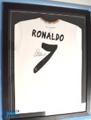 Real Madrid Football Club #7 shirt signed by Cristiano Ronaldo with COA, frame size 88 x 70 cm