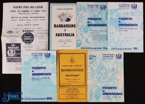 1969-1982 Barbarians etc Rugby Programmes (7): Lovely selection, v Penarth (fully Baabaas signed)