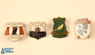 Four Football Supporters Club enamel badges - Sunderland, Fulham, Norwich City & Bournemouth