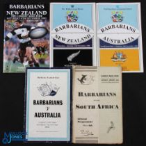 Barbarians v Tourists Rugby Programmes (5): v S Africa 1952; v Australia 1967 & 1988; v N Zealand
