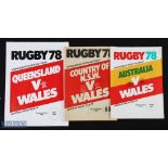 1978 Wales in Australia Rugby Programme trio (3): First test at Brisbane, Queensland, and the harder