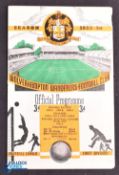 1953/54 Wolverhampton Wanderers reserves v Leeds Utd Central League match programme 24 October 1953;