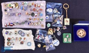 Collection of mainly European club pin badges acquired by the vendor during tours by West Bromwich