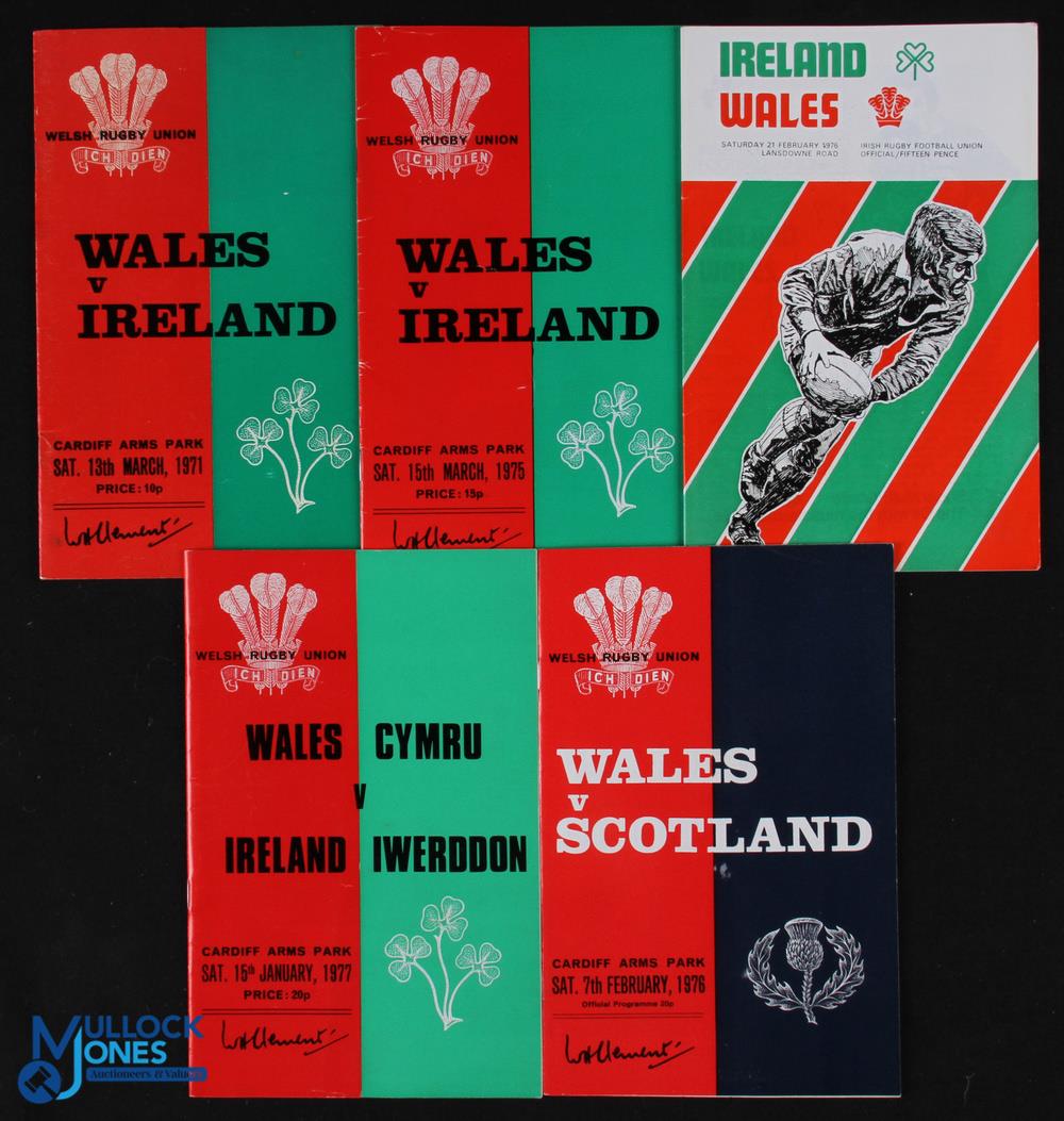 1971-77 Wales Rugby Programmes v Ireland & Scotland (5): Cardiff issues v Ireland 1971 (Wales