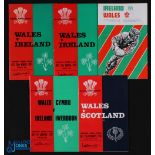 1971-77 Wales Rugby Programmes v Ireland & Scotland (5): Cardiff issues v Ireland 1971 (Wales