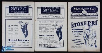 Manchester City v Manchester Utd league match programmes at Maine Road 1948/49, 1949/50, 1951/52;