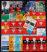 1973-2016 WRU Cup Final Rugby Programmes (30+): Very many of the games at Cardiff to the late 90s,