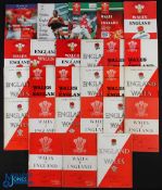 1954-2001 Wales & England Rugby Programmes (26): All there from 1954 to 1976 EXCEPT 56, 61, 62,