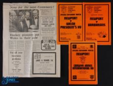 1975-6 Newport Centenary Rugby Programmes (4): v the Barbarians, Welsh President's XV and a Carwyn