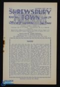 1949/50 Shrewsbury Town v Frickley Colliery Midland League match programme 24 September 1949; rust