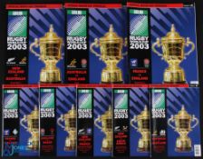 RWC 2003 KO stage full set Rugby Programmes (8): Includes winners England v Australia, final; 3rd/