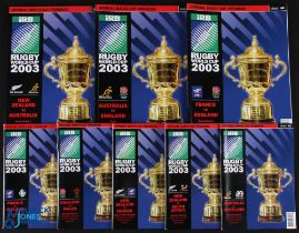 RWC 2003 KO stage full set Rugby Programmes (8): Includes winners England v Australia, final; 3rd/