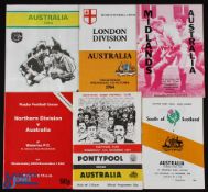 1984-1988 Australia in the UK Rugby Programmes (9): '84 v Pontypool, S of Scotland, N Division,