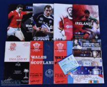 1972-2016 Wales Rugby Programmes & Tickets (10): To include Wales v Scotland 5th Feb 1972, Wales v