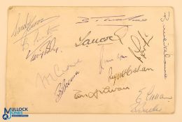 Black & White Postcard of the Norwich City Football Club team 1959/60 with fourteen signatures on