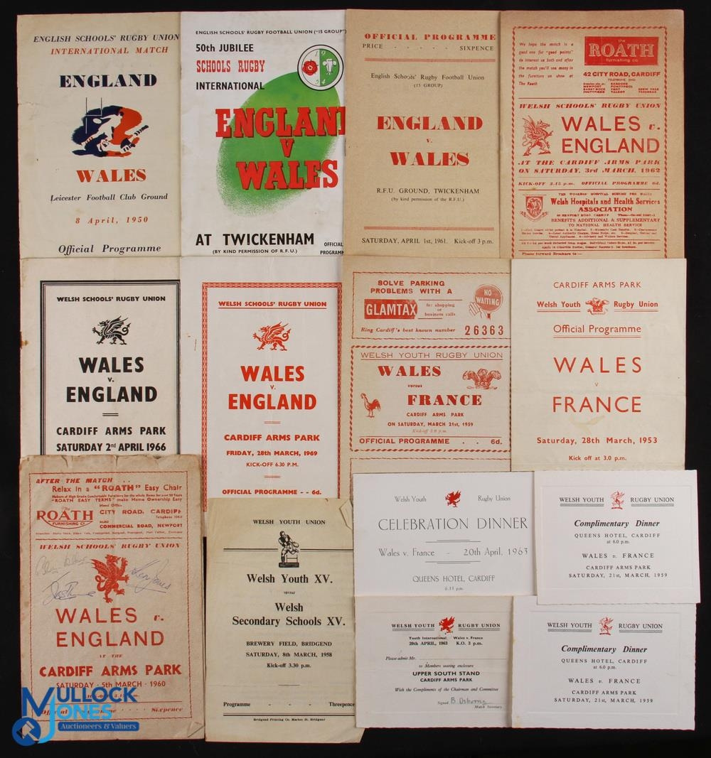 1950-63 Welsh Schools and Youth Rugby Programmes etc (14): The 15 Group's meetings with England away