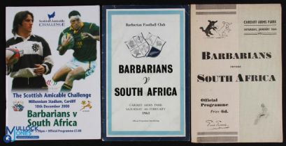 Barbarians v S Africa Rugby Programmes (3): 1952, 1961 (only 'Bok loss) and 2000. Very good