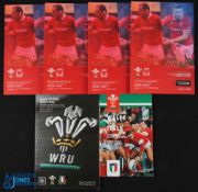 1994-2015 Wales v Italy Rugby Programmes (6): All at Cardiff, 1994 RWC seeding game; 2015; and 2022,