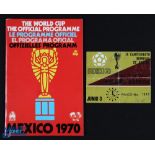 1970 World Cup Official programme Mexico 70 plus match ticket Belgium v El Salvadore 3 June 1970