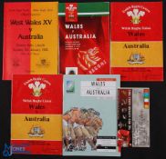 Australia in Wales Rugby Programmes (5): Issues v Wales from 1984(2), 1991 (RWC) & 1992, all at
