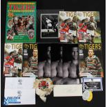 England/Leicester Tigers Signed Rugby Photographs, Programmes, Tickets, very worn England period