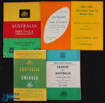 Australia in the UK 1966-7 Rugby Programmes (5): v Midland Counties, E Vale/Abertillery, Cardiff,