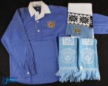 Manchester City Toff retro shirt 1926 FA Cup Final replica, long sleeved, buttoned collar, size M,