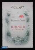 Rare 1908 Wales v Scotland Dinner Menu: Hugely desirable 115-yr-old decorative 4pp fold over card