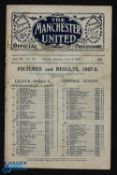Pre-War 1927/1928 Manchester Utd v Bolton Wanderers Div 1 match programme 9 April 1928; slight