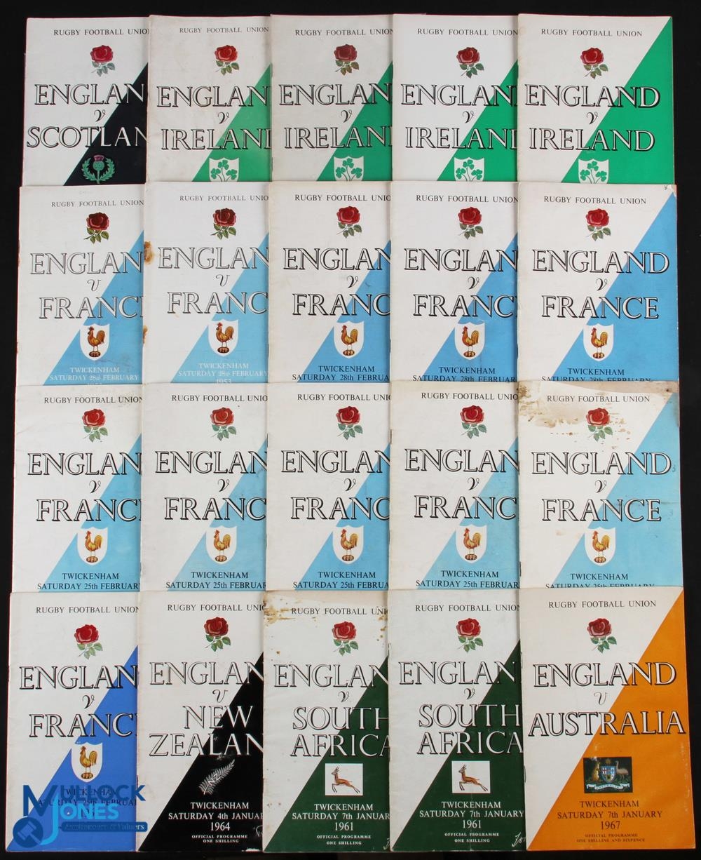 1950s/60s England Homes Duplicate Rugby Programmes (21): All of these, inc some duplication, are