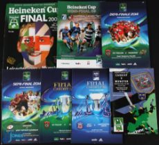 1996-2014 European Rugby Programmes (7): Munster v Cardiff (a) 1996, Leicester (a) 2002 & Toulon (a)