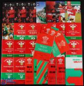 1961-2019 Wales & Ireland Rugby Programmes (34+): Some duplication or more amongst these Dublin or