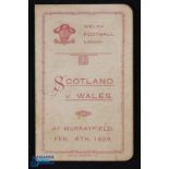 1928 Wales Rugby Itinerary to Scotland: Lovely little fold-over buff and red fold-over official