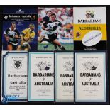 Barbarians v Australia Rugby Programmes (7): 1958, 1967, 1976, 1984, 1992, 1996 & 2001. Lovely! Very