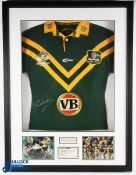 2011 Darren Locker Australia Signed and Framed Shirt: Gillette Four Nations Rugby League -