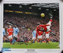 Wayne Rooney Manchester United Signed Football Print in colour - depicting the Goal of the Season