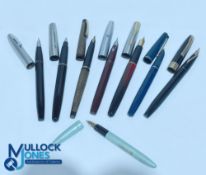 Great lot of various Fountain Pens - Sheaffer - Parker - Queensway - 9 Pens in total, 3 having 14k