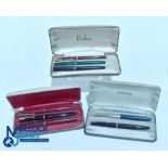 Selection of Parker Fountain Pens all in original vintage boxes to include 3 with 14k Gold nibs -