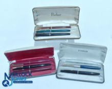 Selection of Parker Fountain Pens all in original vintage boxes to include 3 with 14k Gold nibs -