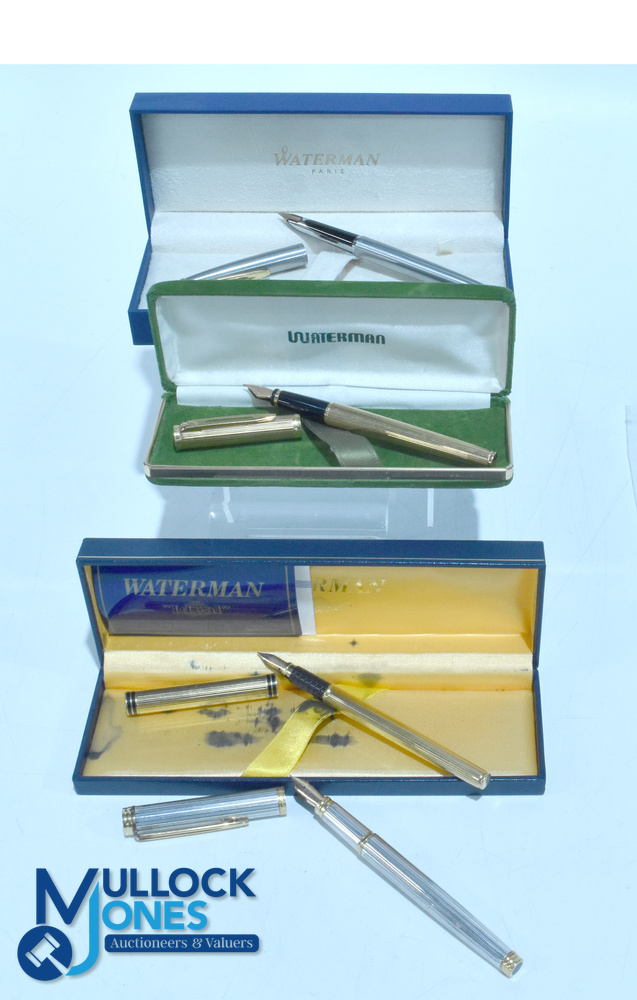 Selection of Waterman Fountain Pens and Ballpoint Pens to include Ideal Chrome with 18ct nib - Ideal - Image 2 of 2
