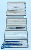 Selection of Parker Fountain Pens all in original vintage boxes to include Slimfold set with 14k