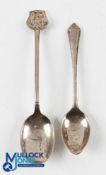 2x Royal North Devon Golf Club Silver Teaspoons - one silver hallmarked Sheffield 1962 and makers