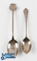 2x Royal North Devon Golf Club Silver Teaspoons - one silver hallmarked Sheffield 1962 and makers