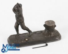 Original Vic. Golfers Desk Inkwell - featuring a Vic golfer at the top of his swing together with