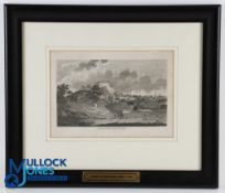 Early 18thc Golf Engraving by Slack c1798 titled 'A View of Edinburgh' from Bruntsfield Links -