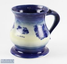 Fine, large and imposing bulbous Crown Devon Ware blue and white Golfing Proverb Jug - decorated