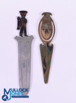 2 Large Art Deco Silver and Brass Book Markers - to incl Silver and Enamel booker marker with enamel